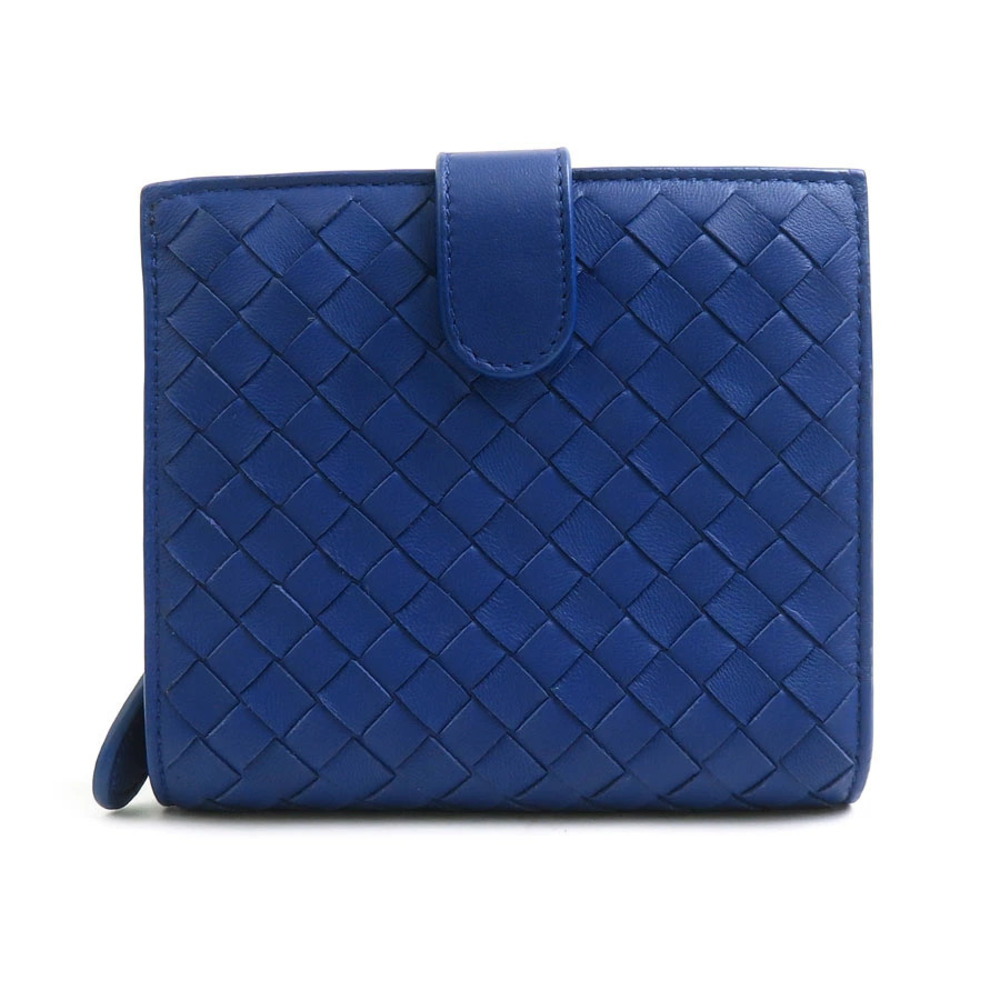 Bottega Veneta bi fold wallet Intrecciato leather blue